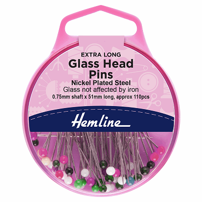 H679XL Glass Head Pins: Nickel - 51mm, 110pcs 